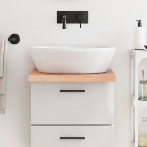 Bathroom Countertop Light Brown 15.7"x19.7"x(0.8"-1.6") Treated Solid Wood