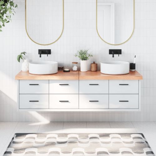Bathroom Countertop Light Brown 70.9"x19.7"x(0.8"-2.4") Treated Solid Wood