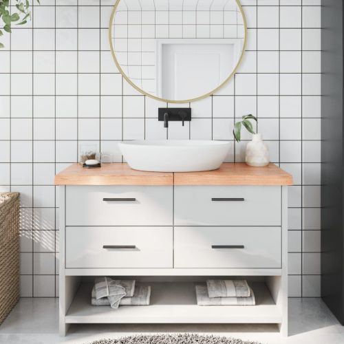 Bathroom Countertop Light Brown 47.2"x23.6"x(0.8"-2.4") Treated Solid Wood