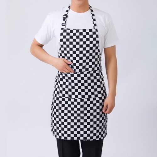 1pc Adjustable Half-length Adult Apron Striped Restaurant Chef Apron Outdoor Camping BBQ Picnic Kitchen Cook Apron With 2 Pockets; Kitchen Accessories